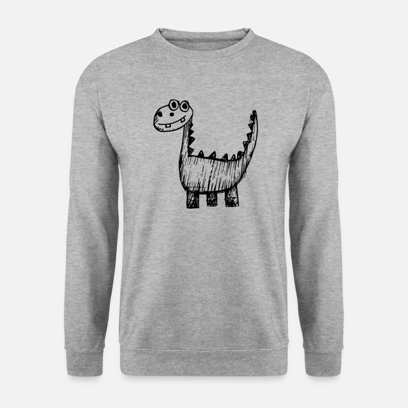 Dinosaurier Dino - Unisex Pullover - Weißgrau meliert