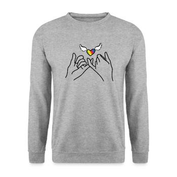 Rainbow Heart - Unisex Pullover - Weißgrau meliert - Vorne - Alina (178cm) & Michal (187cm)