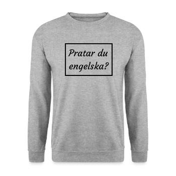 Schwedisch Frage. Sprichst du englisch? - Unisex Pullover - Weißgrau meliert - Vorne - Alina (178cm) & Michal (187cm)