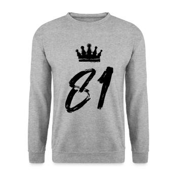 81 Number crown - Unisex Sweatshirt - salt & pepper - Front - Alina (178cm) & Michal (187cm)
