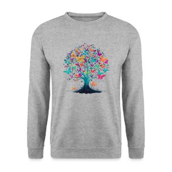 Schmetterling Baum Natur Raube Insekt - Unisex Pullover - Weißgrau meliert - Vorne - Alina (178cm) & Michal (187cm)