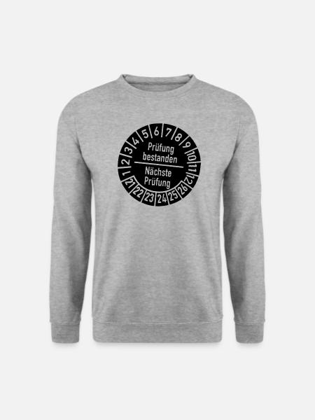 Plakette Siegel Stempel Prüfung bestanden - Unisex Pullover - Weißgrau meliert