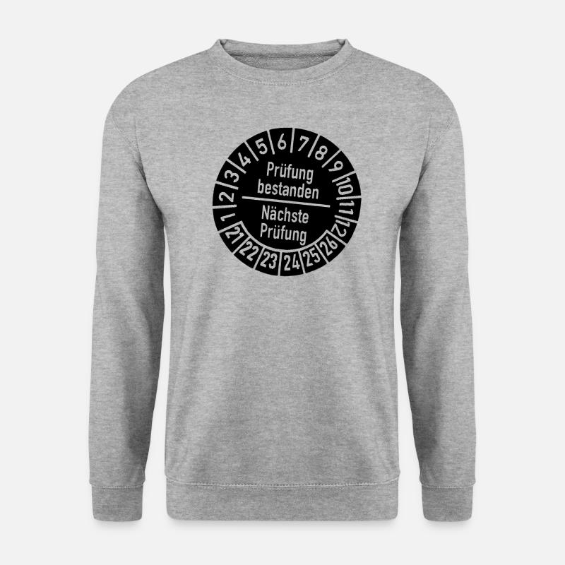 Plakette Siegel Stempel Prüfung bestanden - Unisex Pullover - Weißgrau meliert