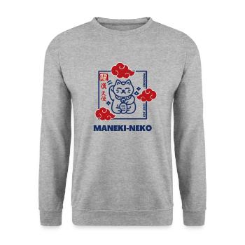 Maneki neko - Sweat-shirt Unisexe - gris chiné - Devant - Alina (178cm) & Michal (187cm)