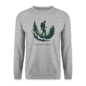 Hiking is My Therapy – Nature & Forest - Unisex Sweatshirt - salt & pepper - Front - Alina (178cm) & Michal (187cm)