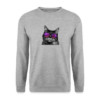 Cat sunglasses kitten city gift idea - Unisex Sweatshirt - salt & pepper - Front - Alina (178cm) & Michal (187cm)
