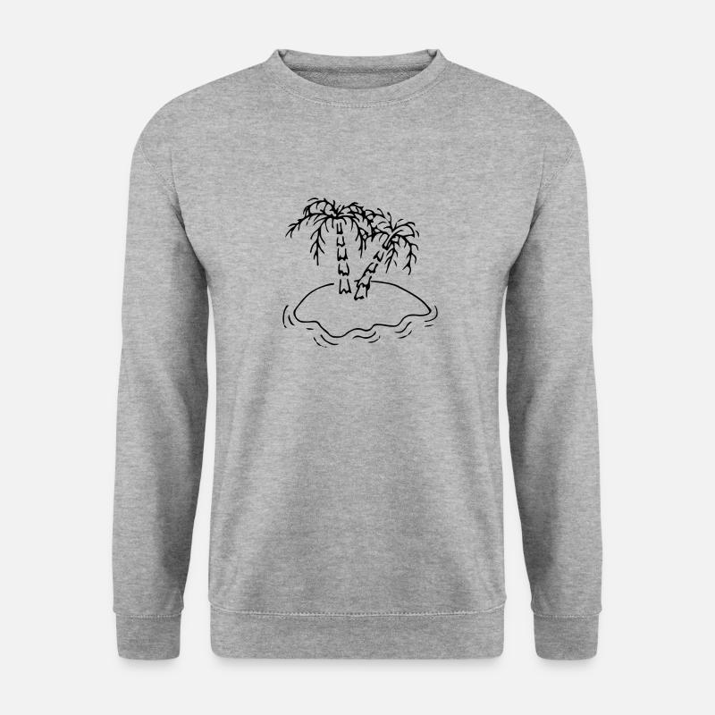 Insel Palmen Meer Urlaub Sonne - Unisex Pullover - Weißgrau meliert