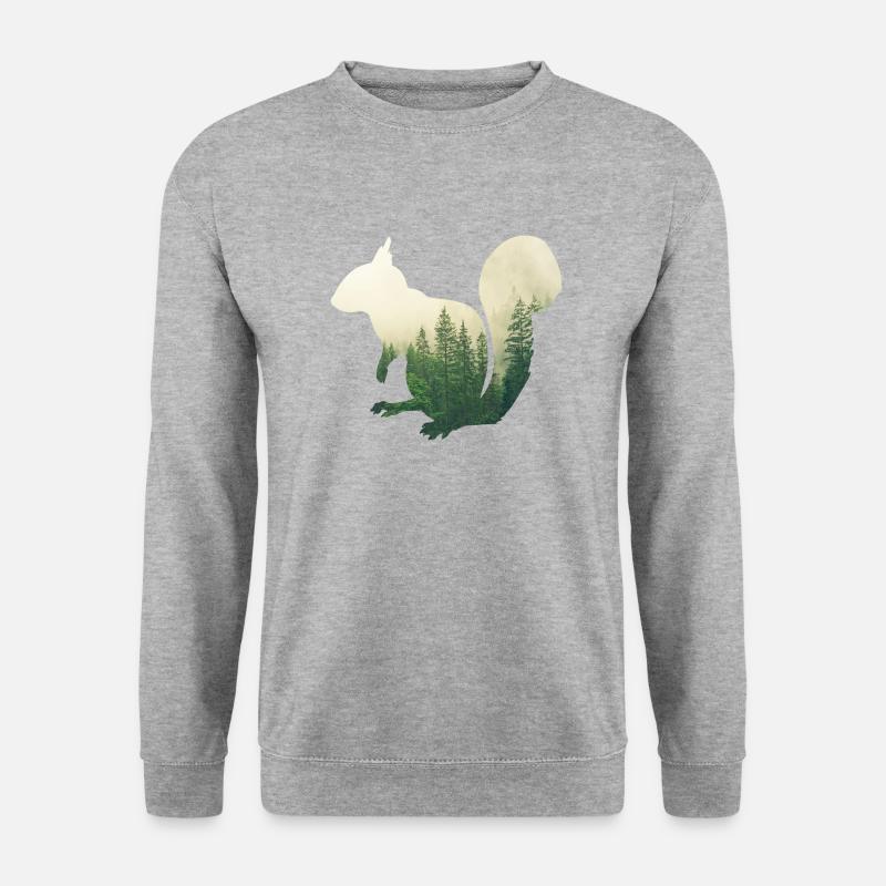 Eichhoernchen - Wald Doppelbelichtungs-Effekt - Unisex Pullover - Weißgrau meliert