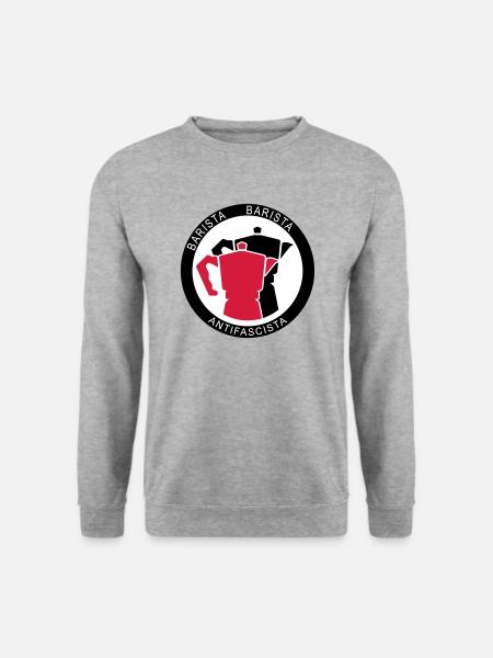 Barista Baristia Antifascista - Kaffe für Linke - Unisex Pullover - Weißgrau meliert