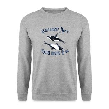 Sauvez nos mers en jouant au T-shirt ORCAS - Sweat-shirt Unisexe - gris chiné - Devant - Alina (178cm) & Michal (187cm)