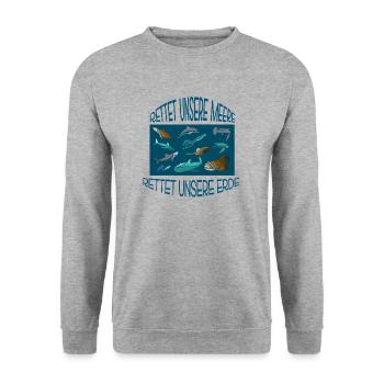 Sauvez nos mers T-Shirt Animaux marins dans l'océan - Sweat-shirt Unisexe - gris chiné - Devant - Alina (178cm) & Michal (187cm)