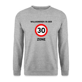 30. Geburtstag 30er Dreißigster 30 Zone Geschenk - Unisex Pullover - Weißgrau meliert - Vorne - Alina (178cm) & Michal (187cm)