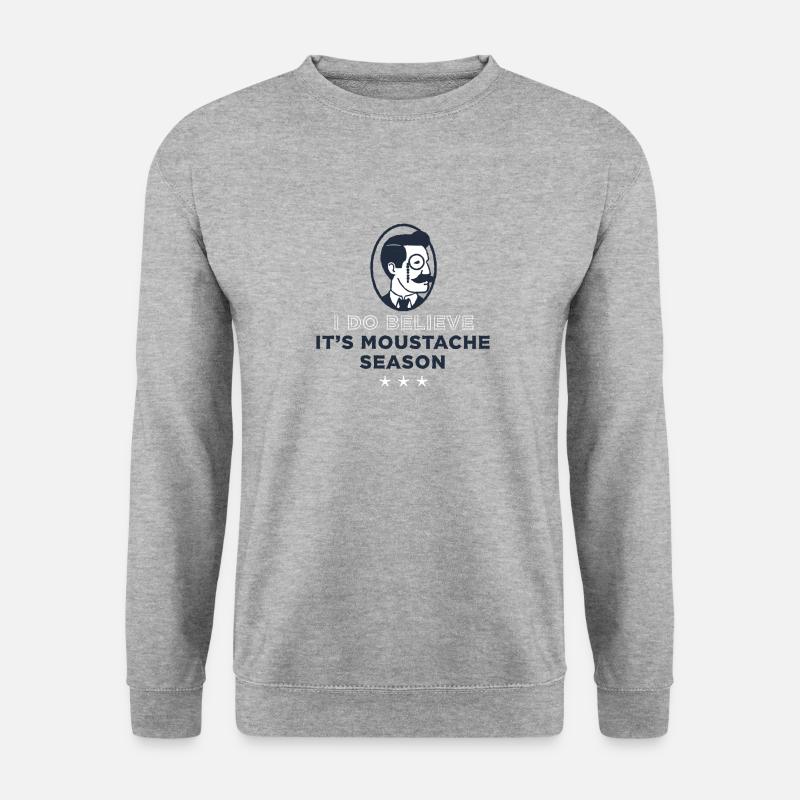 Zwirbelbart Schnauzbart Moustache Schnurrbart - Unisex Pullover - Weißgrau meliert