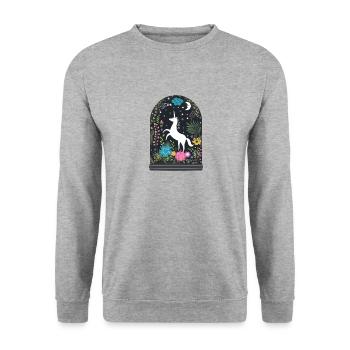 Unicorn Unicorn World for Kids Glitter - Sweat-shirt Unisexe - gris chiné - Devant - Alina (178cm) & Michal (187cm)