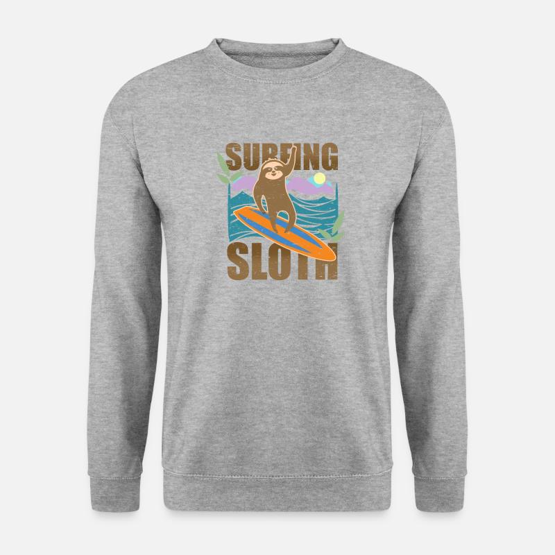 Surfendes Faultier - Unisex Pullover - Weißgrau meliert