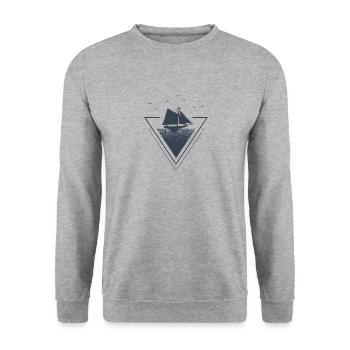 Segeln Sail Anchor Anker Sailing Segelschiff Boat - Unisex Pullover - Weißgrau meliert - Vorne - Alina (178cm) & Michal (187cm)