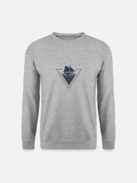 Segeln Sail Anchor Anker Sailing Segelschiff Boat - Unisex Pullover - Weißgrau meliert