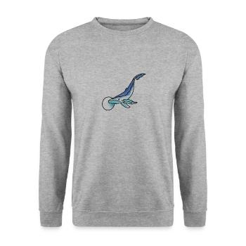 La baleine au fond de la mer illustration graphique - Sweat-shirt Unisexe - gris chiné - Devant - Alina (178cm) & Michal (187cm)