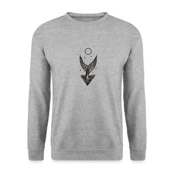 Baleine en immersion à la pleine lune Illustration - Sweat-shirt Unisexe - gris chiné - Devant - Alina (178cm) & Michal (187cm)
