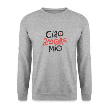 Ciao Amore Mio Love Liebe Italy Beziehung Partner - Unisex Pullover - Weißgrau meliert - Vorne - Alina (178cm) & Michal (187cm)