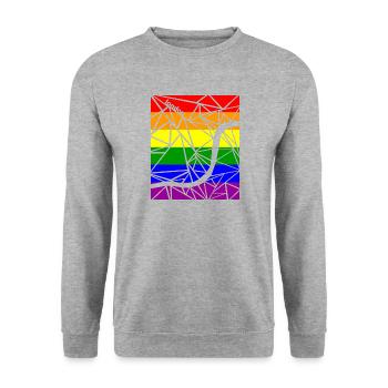London Pride LGBT Geschenk UK gay Statement bunt - Unisex Pullover - Weißgrau meliert - Vorne - Alina (178cm) & Michal (187cm)