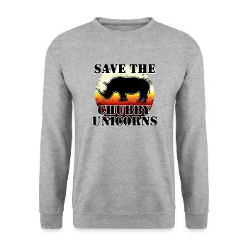 SAVE THE CHUBBY UNICORNS - Unisex Sweatshirt - salt & pepper - Front - Alina (178cm) & Michal (187cm)