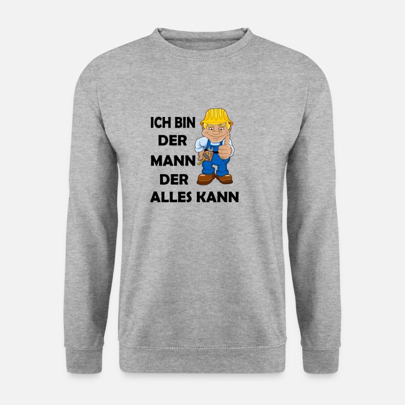 der Mann der alles kann - Unisex Pullover - Weißgrau meliert