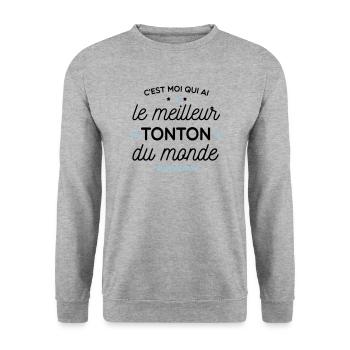 Meilleur Tonton - super tonton - Sweat-shirt Unisexe - gris chiné - Devant - Alina (178cm) & Michal (187cm)