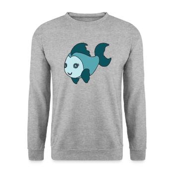 Kleiner süßer Fisch - Unisex Pullover - Weißgrau meliert - Vorne - Alina (178cm) & Michal (187cm)
