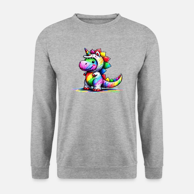 Dinoeinhorn - Unisex Pullover - Weißgrau meliert