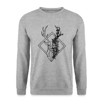 Renne - Cerf - Sweat-shirt Unisexe - gris chiné - Devant - Alina (178cm) & Michal (187cm)