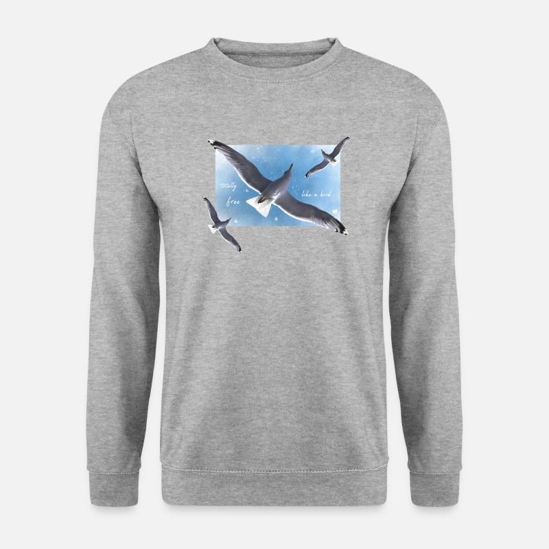 frei sein wie ein Vogel - Unisex Pullover - Weißgrau meliert