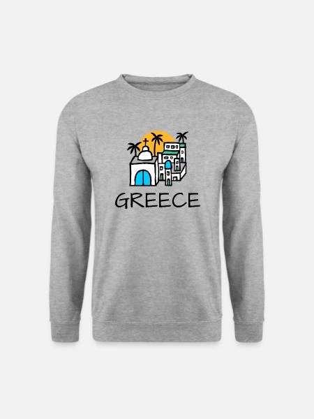Stadt Dorf Griechenland Greece - Unisex Pullover - Weißgrau meliert