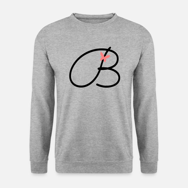Buchstabe B Anfangsbuchstabe Schmetterling - Unisex Pullover - Weißgrau meliert