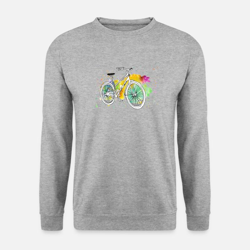 Fahrrad bunte Wasserfarben im Frühling und Sommer - Unisex Pullover - Weißgrau meliert