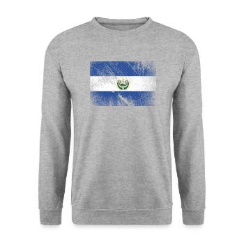 Drapeau du Salvador - Vintage Grunge - Sweat-shirt Unisexe - gris chiné - Devant - Alina (178cm) & Michal (187cm)