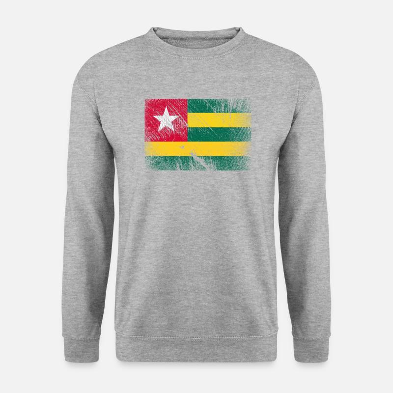 Togo Flagge - Vintage Grunge - Unisex Pullover - Weißgrau meliert