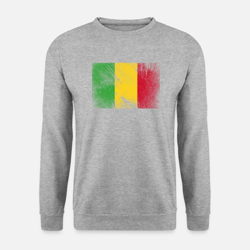 Mali Flagge - Vintage Grunge - Unisex Pullover - Weißgrau meliert