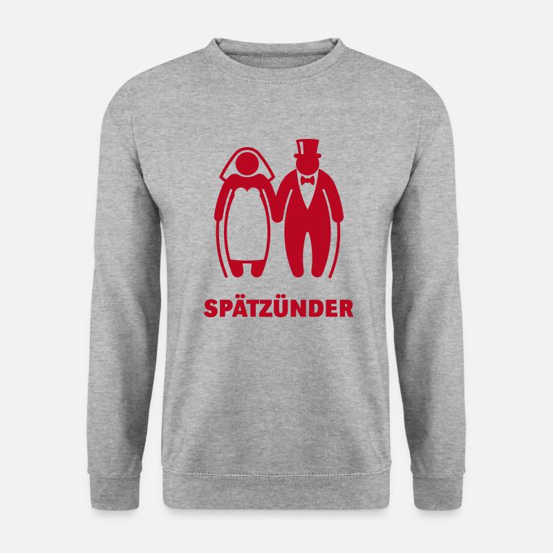 Spätzünder (Älteres Brautpaar / Hochzeit) - Unisex Pullover - Weißgrau meliert