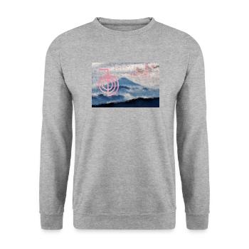 cho ku rei mit fuji und kirschblüten - Unisex Sweatshirt - salt & pepper - Front - Alina (178cm) & Michal (187cm)