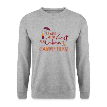 Es gibt mehr Zeit als Leben - CARPE DIEM 1 - Unisex Pullover - Weißgrau meliert - Vorne - Alina (178cm) & Michal (187cm)