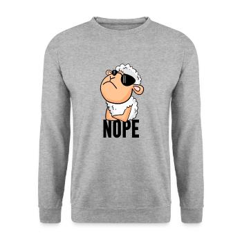 Mouton nope drôle - Sweat-shirt Unisexe - gris chiné - Devant - Alina (178cm) & Michal (187cm)