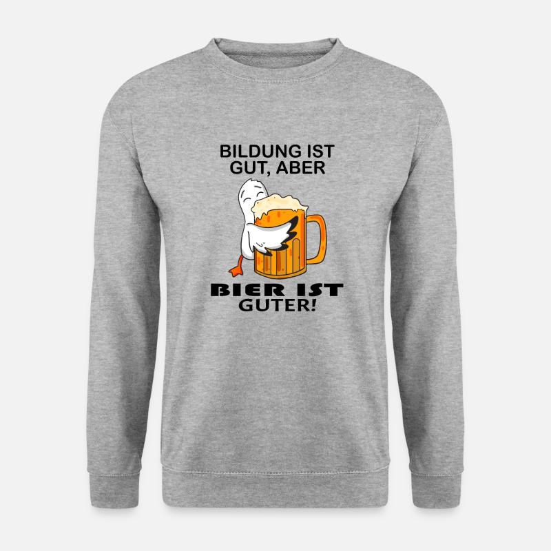 Bier Spruch lustig - Unisex Pullover - Weißgrau meliert