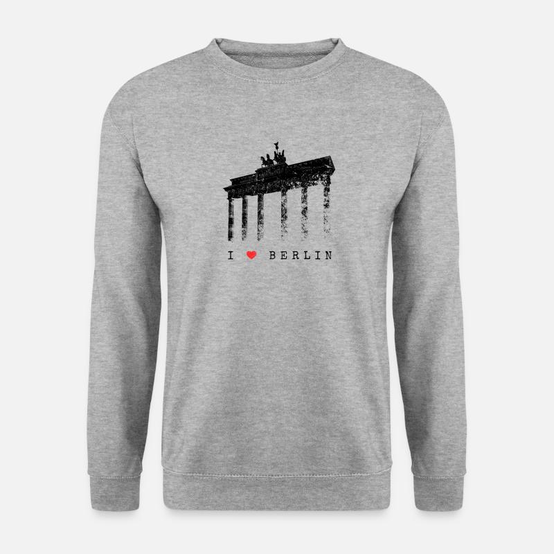 I Love Berlin Brandenburger Tor Vintage Berliner - Unisex Pullover - Weißgrau meliert