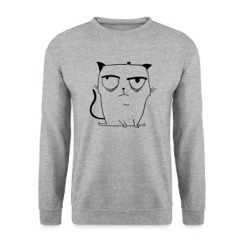 Cartoon Cat - Drôle de chat Evil Eye Nerves - Sweat-shirt Unisexe - gris chiné - Devant - Alina (178cm) & Michal (187cm)