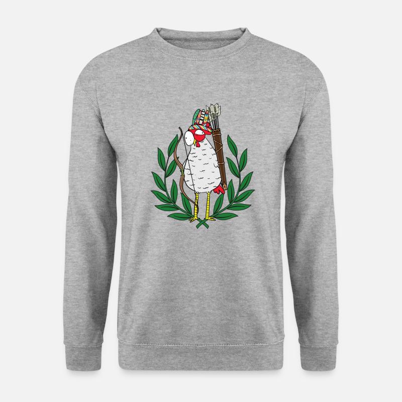 Huhn Krieger Hippie Hühner Pfeil - Unisex Pullover - Weißgrau meliert