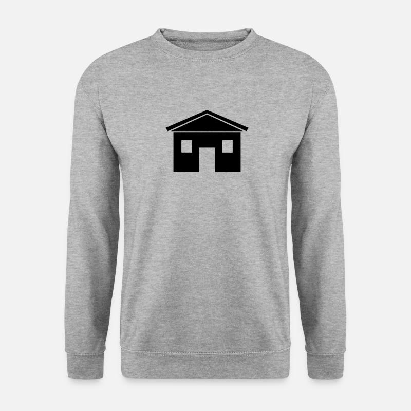 Haus - Unisex Pullover - Weißgrau meliert