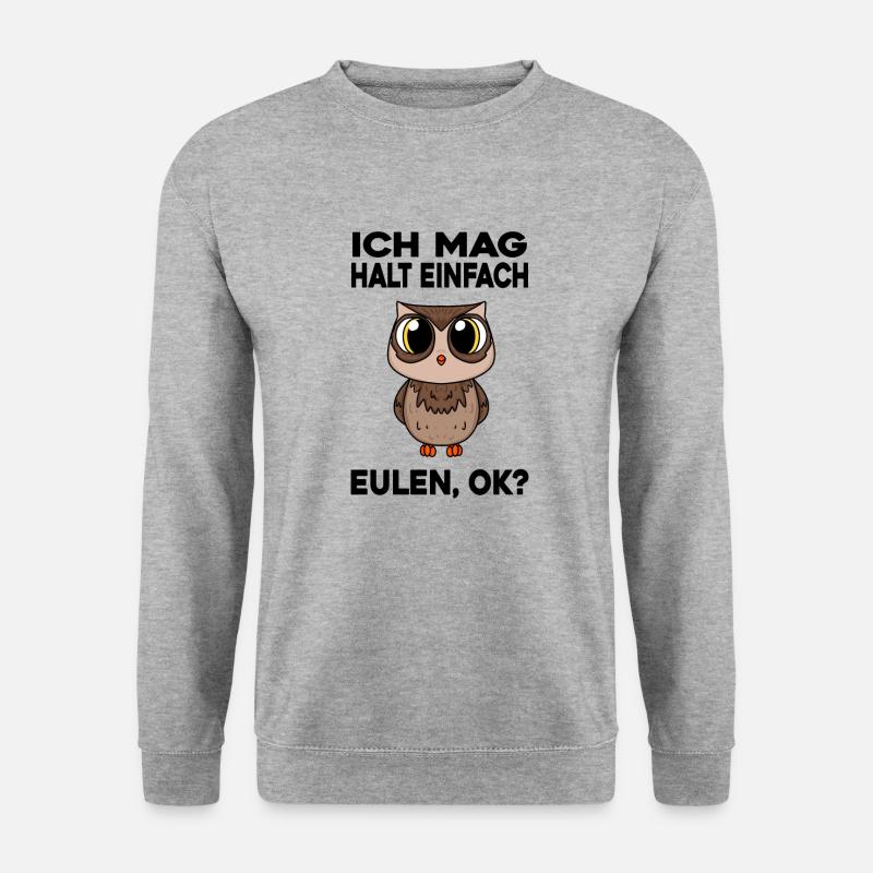 Eule - Unisex Pullover - Weißgrau meliert
