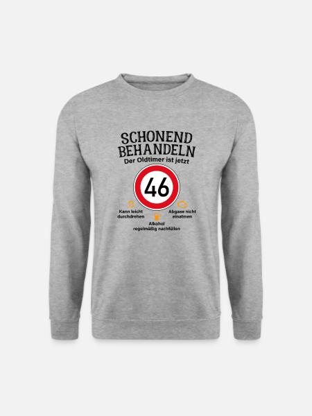 46. Geburtstag Schonend Behandeln Oldtimer Ist 46 - Unisex Pullover - Weißgrau meliert