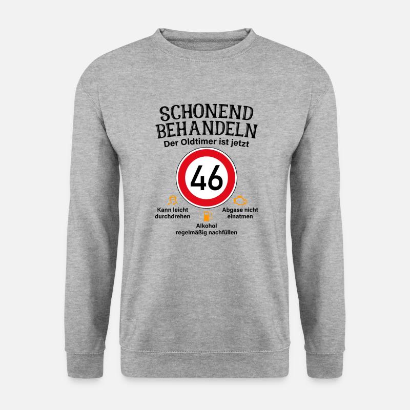 46. Geburtstag Schonend Behandeln Oldtimer Ist 46 - Unisex Pullover - Weißgrau meliert